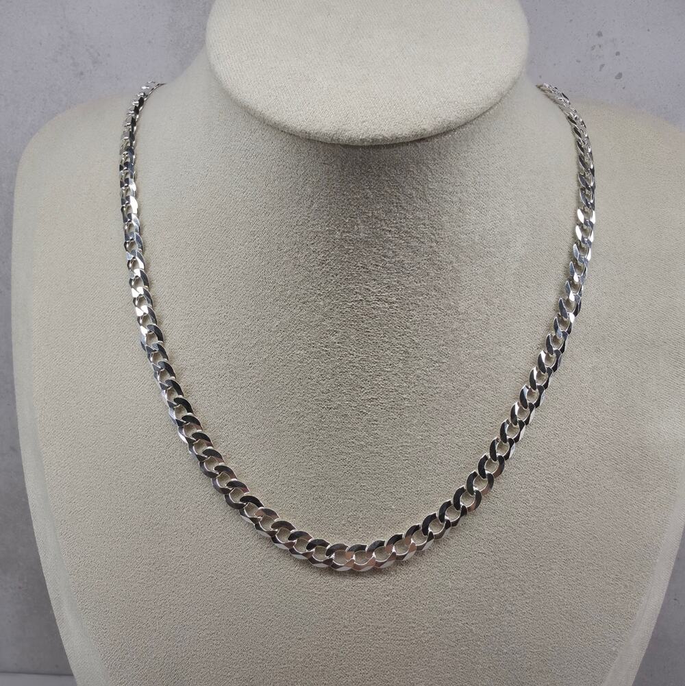 22" Flat Cuban Curb Chain 6.1mm 925 Sterling Silver Necklace 20.6g